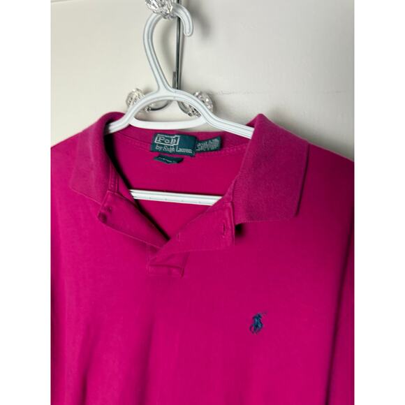 Vintage Y2K Polo Ralph Lauren Deep Pink Cotton Polo Logo Shirt Men's Large - Picture 3 of 8